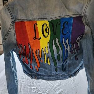 Jean Jacket Hand Painted Small